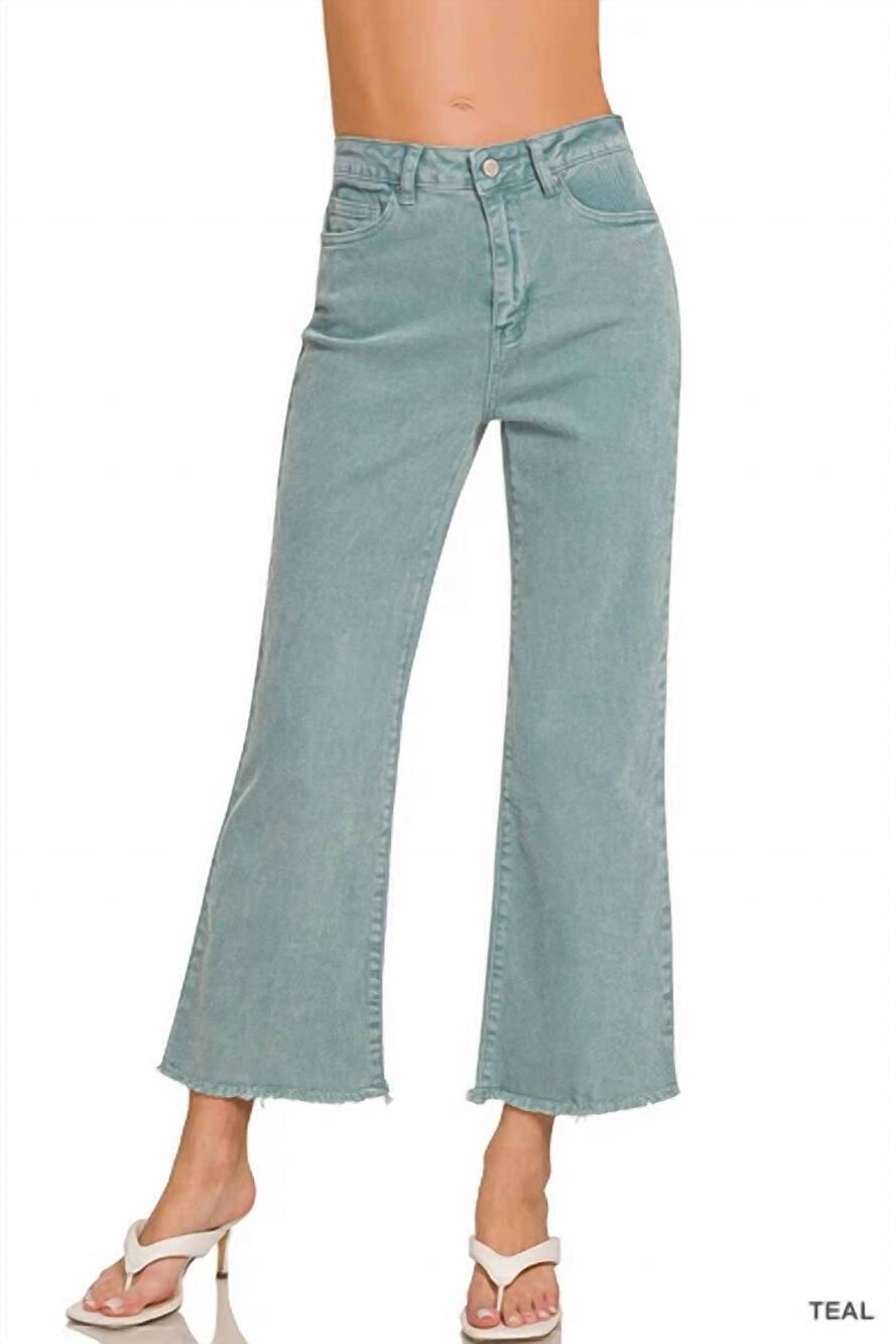 NEW ZENANA wide leg flare jeans in teal